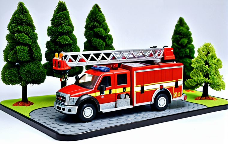 소방관 역할놀이 불 끄는 장난감 - A young boy in a fully clothed firefighter costume, including a helmet and boots, dramatically "resc...