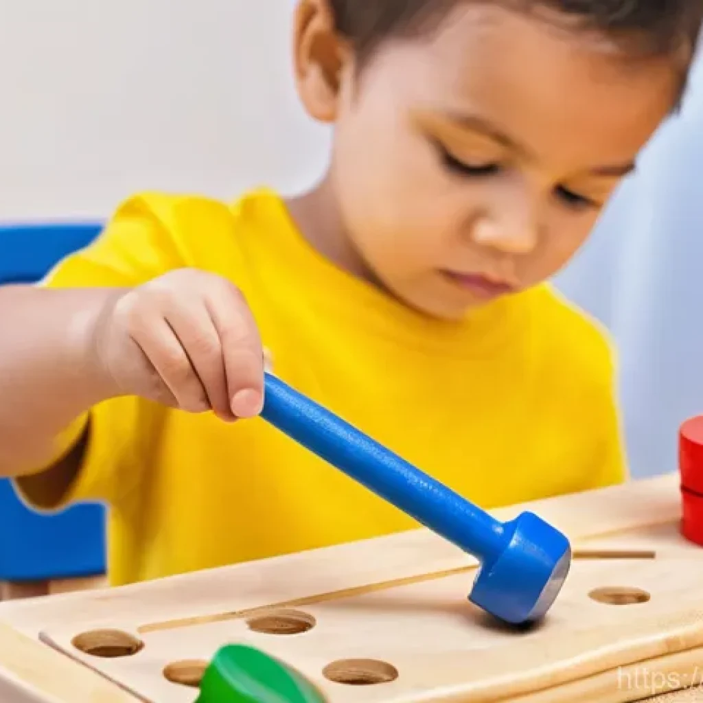 공구놀이 기능별 제품 - **Prompt 1: Focused Concentration and Fine Motor Development**
    "A bright, eye-level shot of a pr...