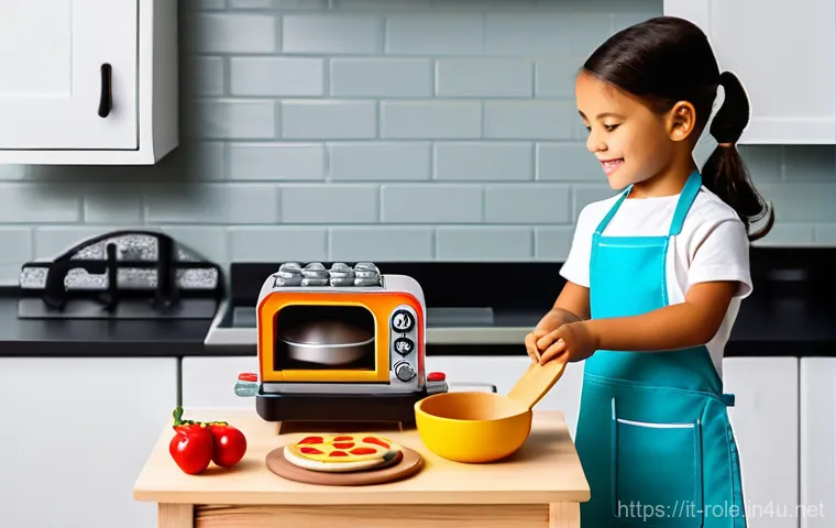 주방놀이 요리도구 세트 - **Prompt:** A vibrant and dynamic playroom, bathed in bright, natural light, where two energetic 3-y...