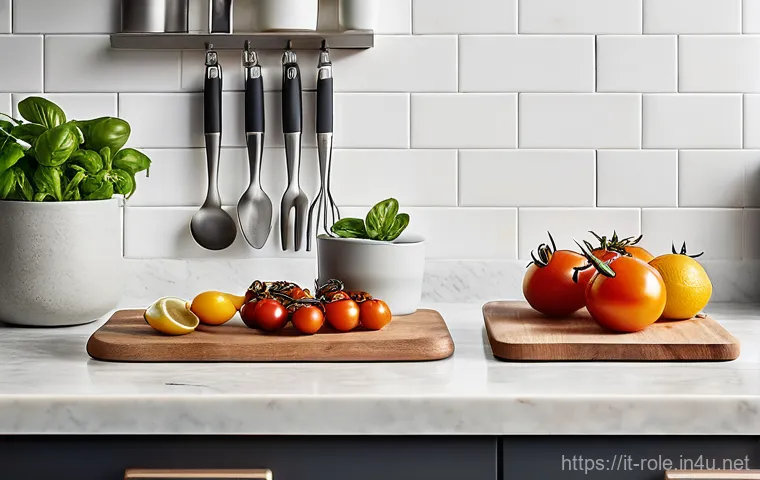 주방놀이 다기능 조리도구 - **Prompt:** A vibrant, sunlit modern Italian kitchen where a smiling woman, aged 30s, is efficiently...