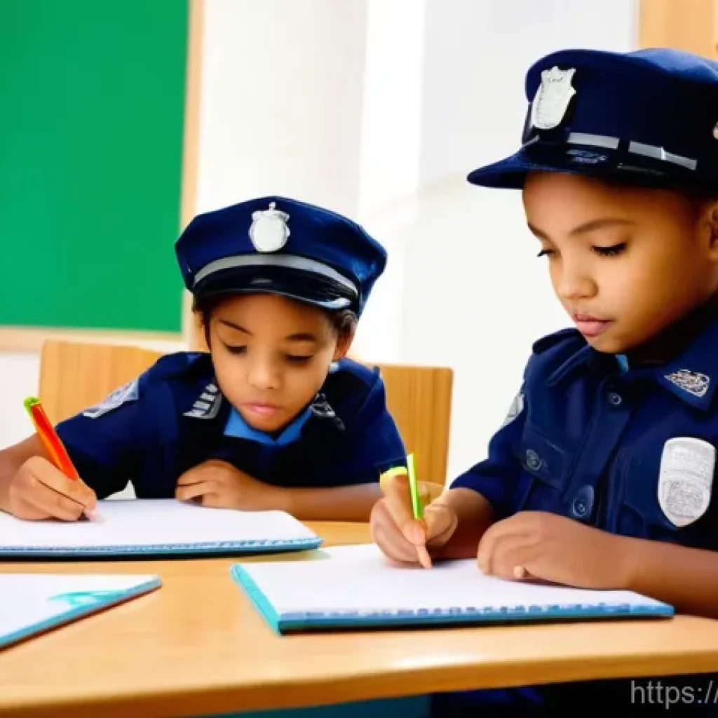 경찰관 완구 세트 - **Prompt 1: Collaborative Junior Detectives**
    A group of diverse children, aged 6-8, dressed in ...