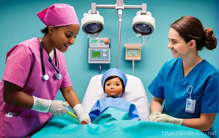 병원놀이 테마파크형 완구 - **Prompt 1: The Focused Little Doctor in a Realistic Clinic**
    "A candid, high-angle shot of a yo...